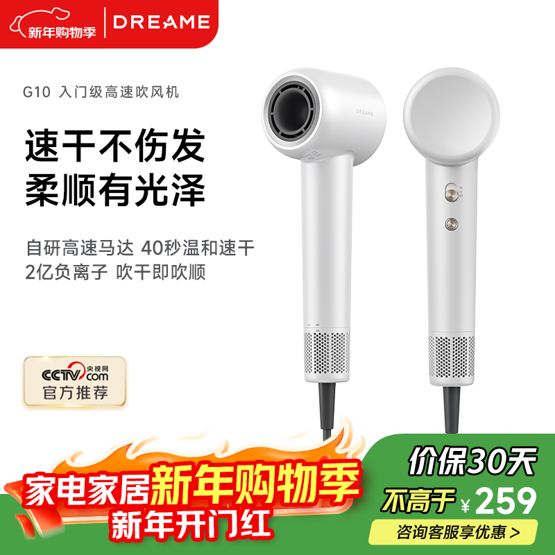 追觅G10高速家用电吹风大功率速干吹风筒负离子大风力低噪音无叶吹风机 白色哑光AHD11B 跨年礼物