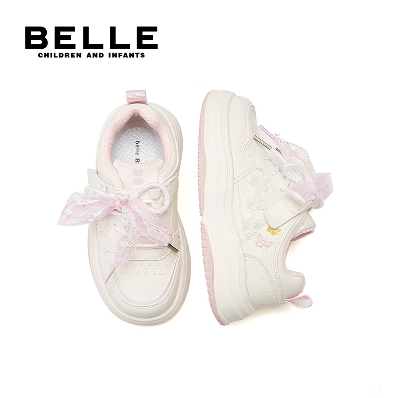 百丽童鞋儿童板鞋女大童运动鞋子26年春季新款小白鞋女孩中大童休闲鞋 粉色【建议拍大一码】 30 (建议脚长184-189mm)