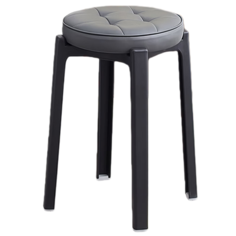 格田彩 凳子輕奢餐桌椅家用塑料椅子臥室梳妝凳板凳陽臺休閑椅摞放圓凳 淺藍色1把