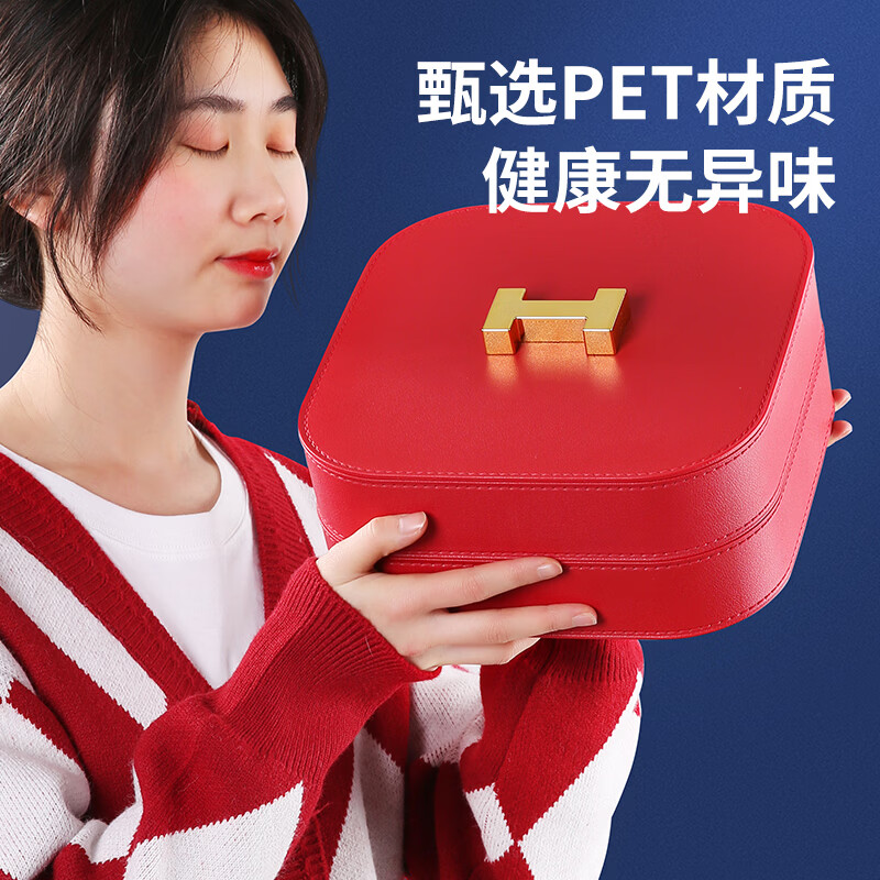 LYNN干果糖果收纳盒分格带盖瓜子坚果水果零食春节客厅婚礼收纳可叠放 【干果盘】皮纹轻奢果盘-两层