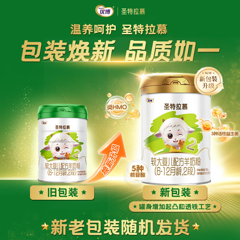 圣元优博圣特拉慕【合格ARA】较大婴幼儿配方羊奶粉2段900g 6-12个月 1罐