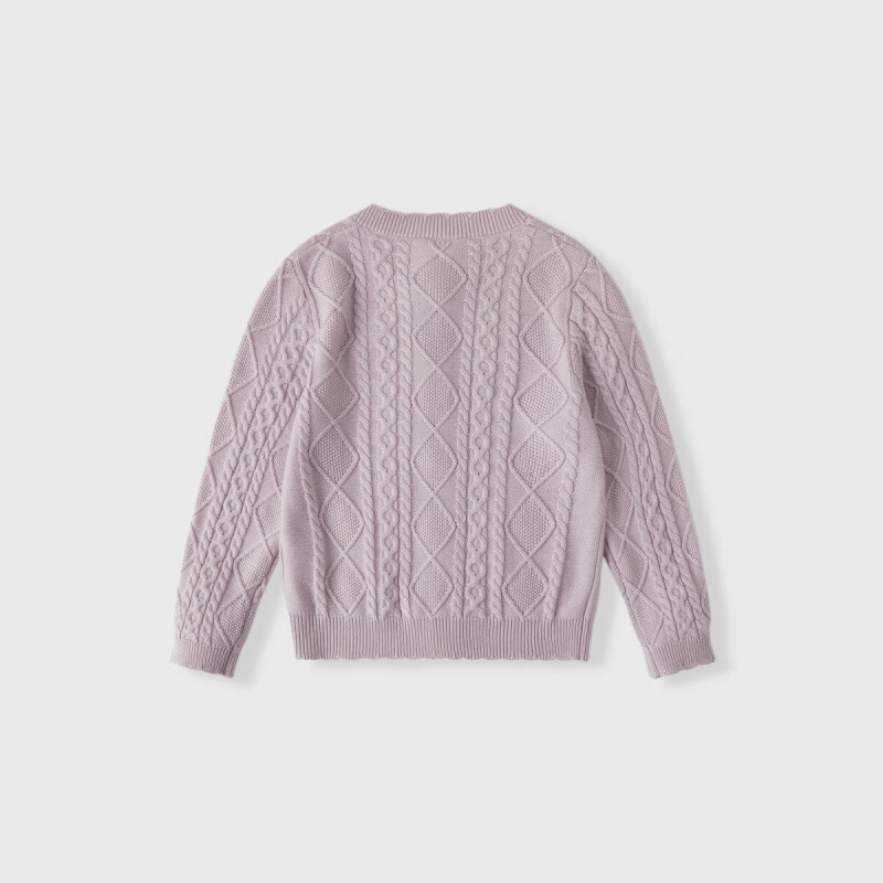 丽婴房儿童针织毛衣学院风女童针织开衫春季上衣2026春新品 淡紫 130 cm