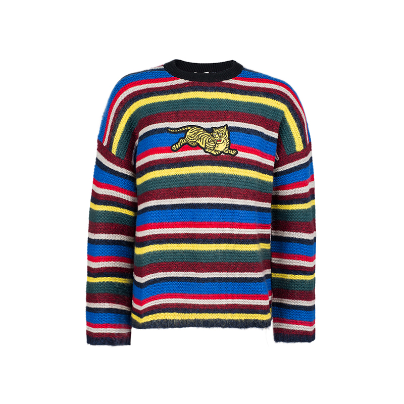 高田贤三（KENZO）男士彩条纹棉质圆领长袖针织衫 F86 5PU228 3DI MU M 新年礼物