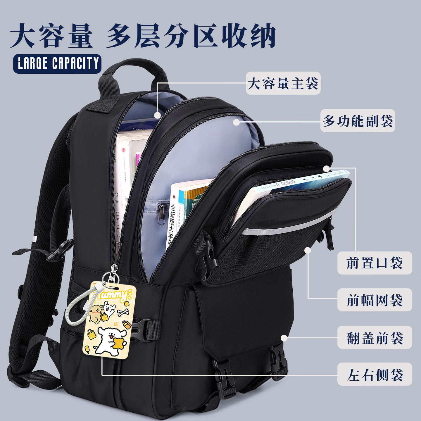 花园派对 线条小狗书包联名新款高颜值大容量小学生三至六年级初中双肩包 白色-A款-赠送27件套