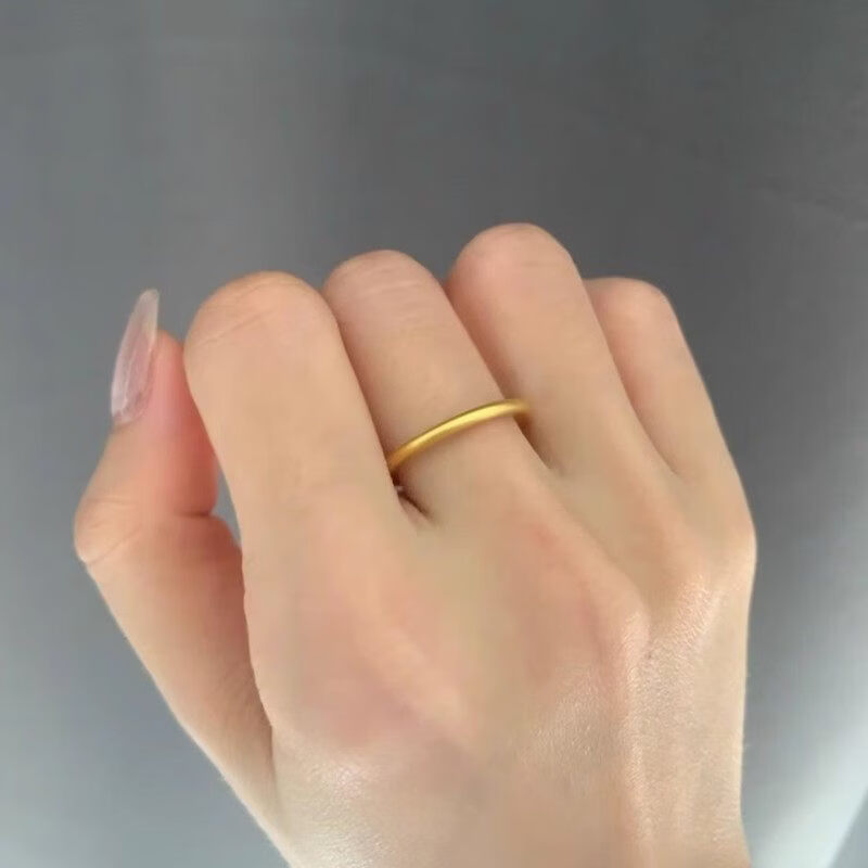 观菩阁素圈沙金戒指古法女磨砂越南黄金不掉色小众轻奢感设计 沙金素圈美码5号【磨砂】