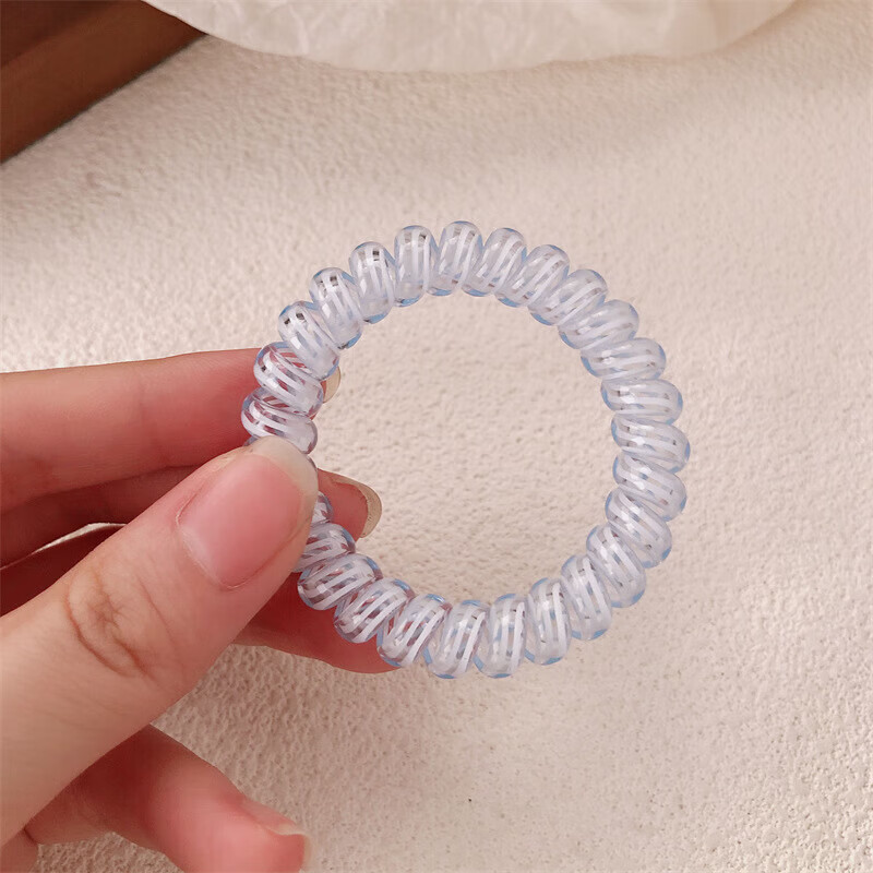 【精选品质】海盐蓝磨砂电话线发圈气质橡皮筋女头绳高弹力耐用无 02 透明浅蓝电话圈 京东折扣/优惠券