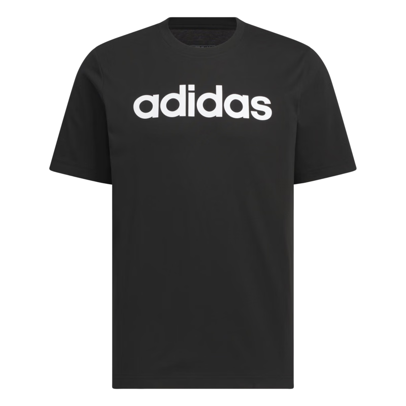 adidas休闲纯棉上衣圆领短袖T恤男女情侣夏季阿迪达斯轻运动   黑色   XS