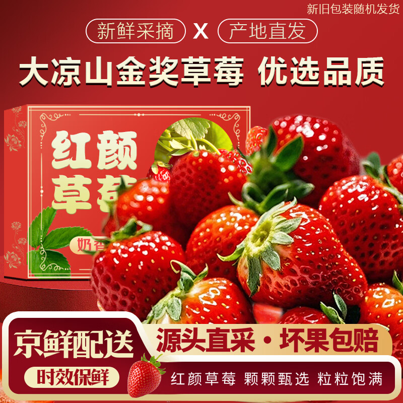 好媛好宇草莓 大凉山99红颜草莓 多地次日达 非丹东草莓 新鲜水果礼盒礼物 2斤装【S级精选】单果12g+净重1.2斤