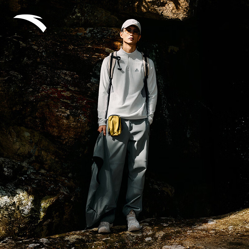 安踏大地之壳3.0户外轻暖绒长袖t恤男夏季半拉链徒步上衣