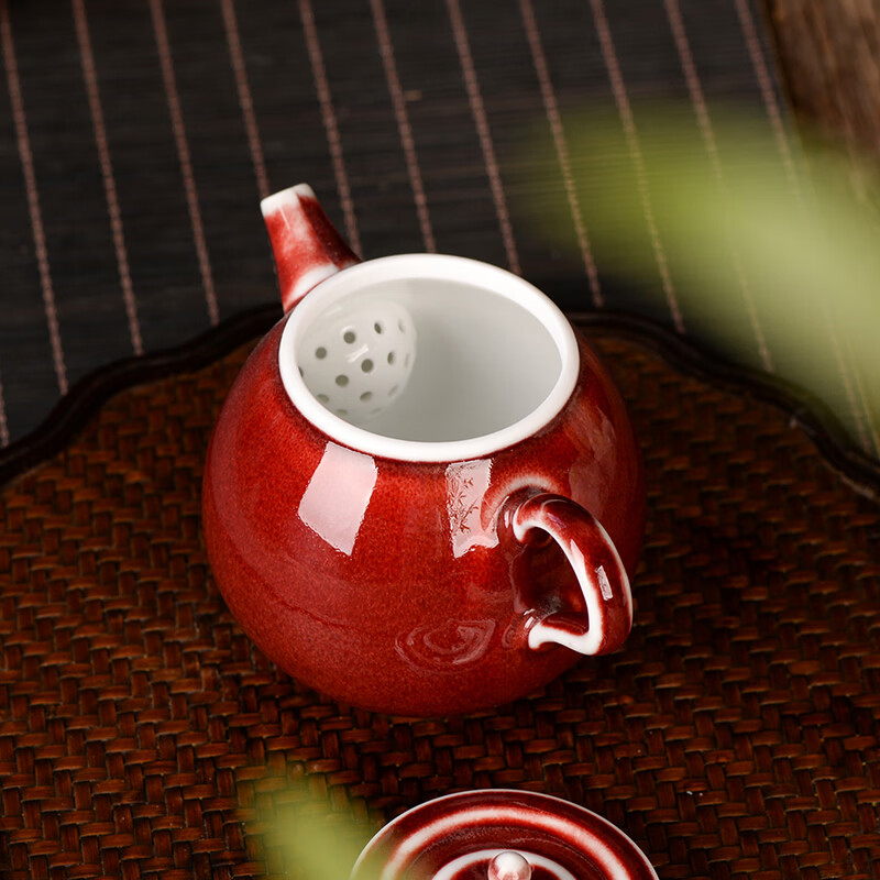 鋆钰郎窑红主人杯品茗杯陶瓷茶杯单杯个人专用茶盏景德镇功夫茶色釉 郎红壶