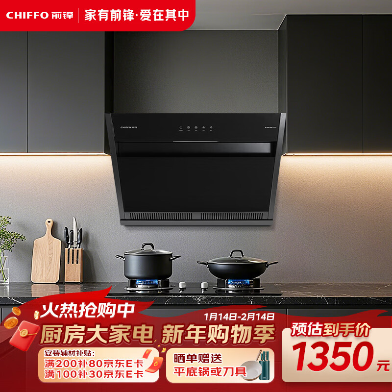 前锋（CHIFFO）家用油烟机 双进风吸烟三挡风量调节一体喷涂工艺一级能效近吸式侧吸CXW-220-EG311 小尺寸近吸式侧吸