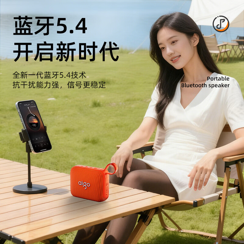 爱国者(aigo)T221 蓝牙音箱户外款 高音质超重低音 高颜值超长续航低音炮 曜石黑【支持蓝牙 / TF 卡 / U 盘 户外便携】