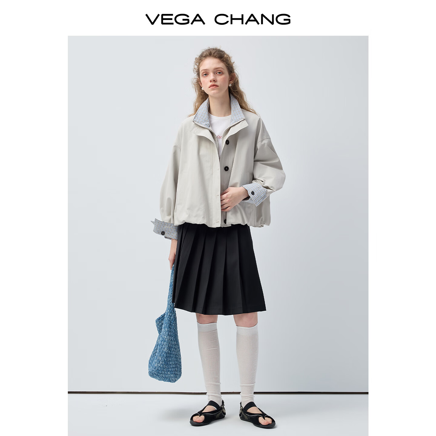 VEGA CHANG【莫顿学院】花苞型夹克外套女2026春高智风复古外套 晨雾灰 M