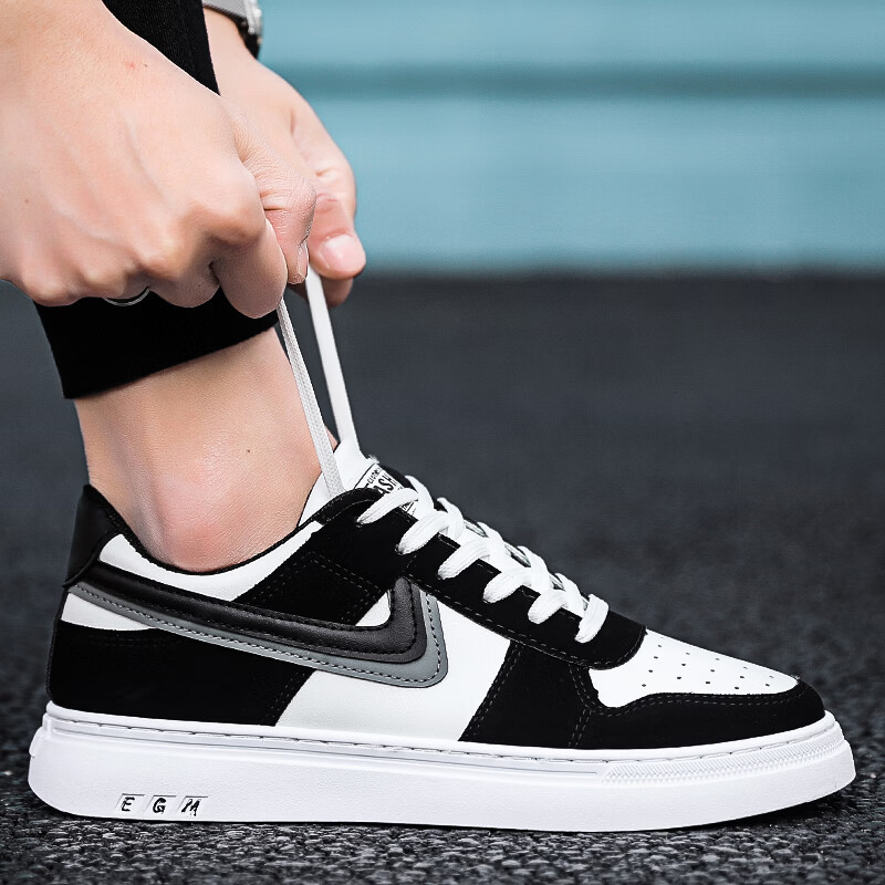 西域骆驼（VANCAMEL）男鞋冬季新款透气空军aj一号板鞋男士轻便软底运动休闲小白鞋子男 【官方正品 质量保证】黑色配色 43