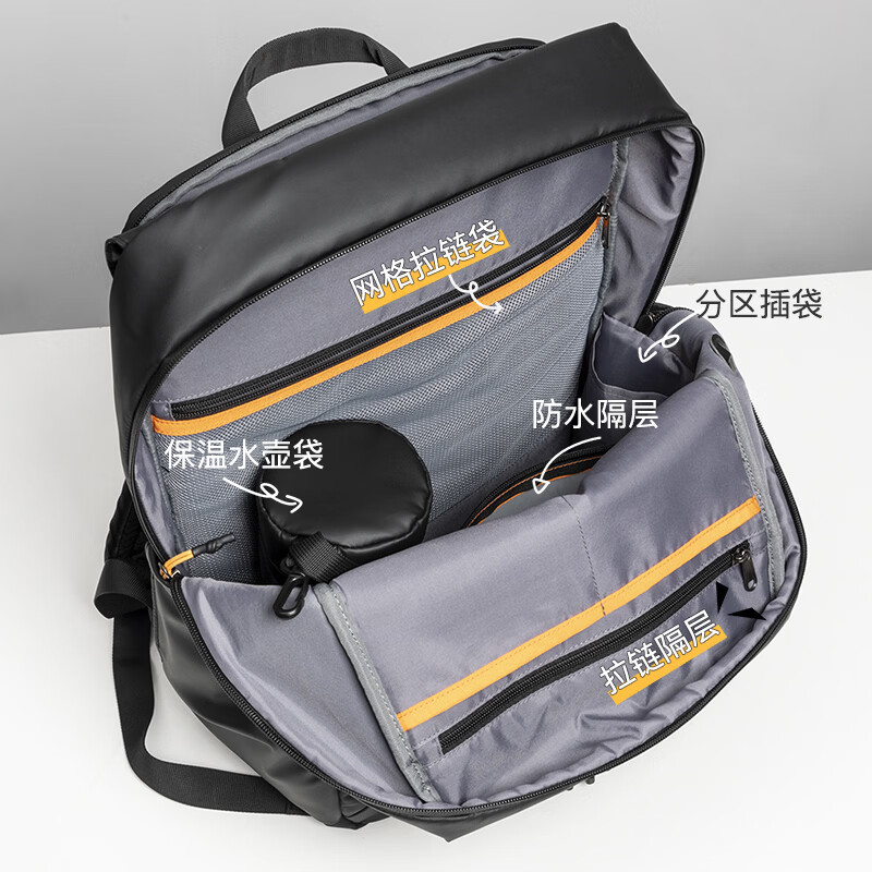 inateck大容量旅行包双肩包男女轻量化背包轻便休闲防泼水通勤商务出差 幻夜黑 | 23L容量 | 赠保温袋+防水袋