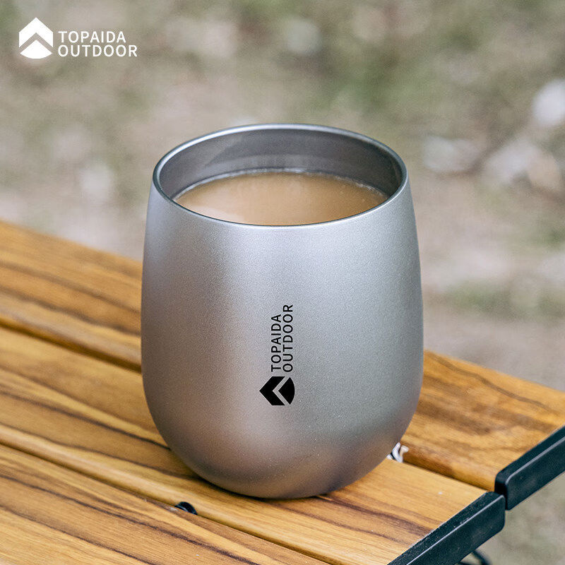 纯钛水杯鹅蛋杯咖啡杯户外露营双层防烫钛合金钛杯功夫茶杯主人杯 120+260+400ml鹅蛋杯各1个