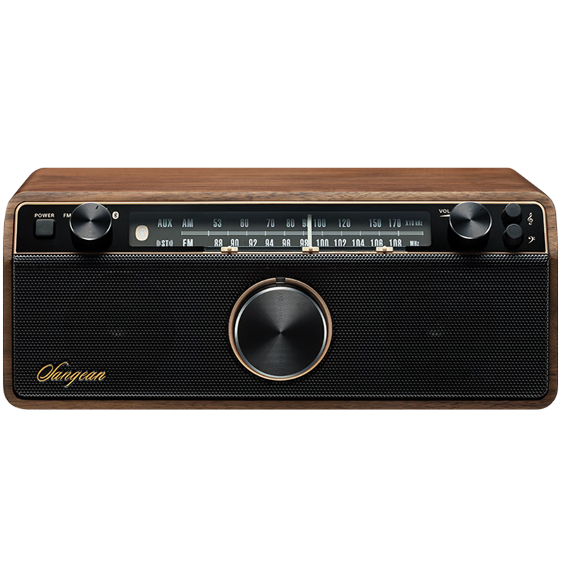山进WR-12BT PLUS 复古蓝牙桌面音箱收音机木质家用音响低音炮旗舰版