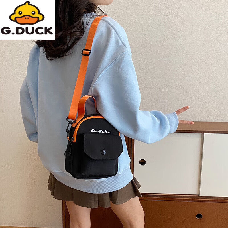 G.duck布小包包新款2026新品个性卡通搞怪男女儿童可爱单肩斜挎潮流包 蓝色