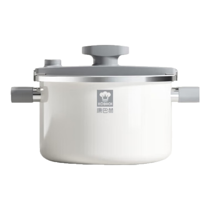 康巴赫微压珐琅锅大容量汤锅煲汤锅防溢无涂层煮炖快锅电磁炉燃气灶通用 白色 23cm 5.5L
