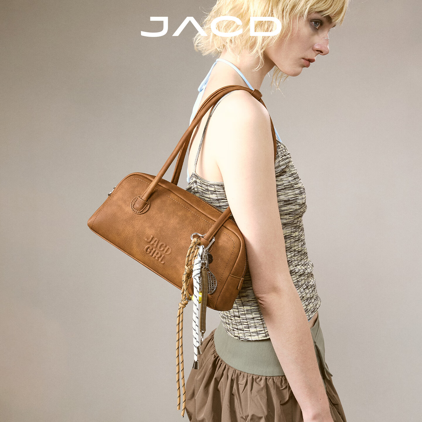 JACD通勤包包女2025新款斜挎包女包高级感波士顿包生日礼物情人节礼物 肉桂卷