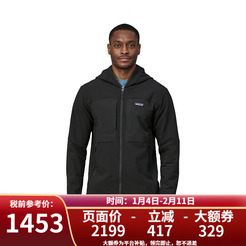 巴塔哥尼亚（Patagonia）R2 TechFace Hoody 男士保暖舒适运动抓绒衣83730/83731 BLK-黑色 XL
