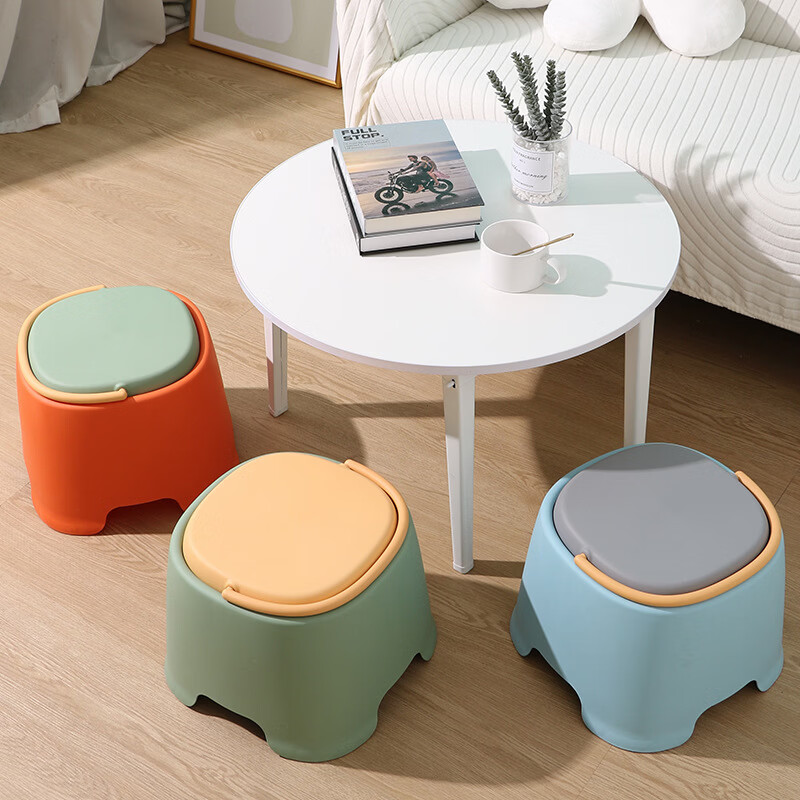 沃有家儿童小凳子塑料椅子带提手宝宝浴室家用茶几小座椅板凳防滑板矮凳 清新绿大号