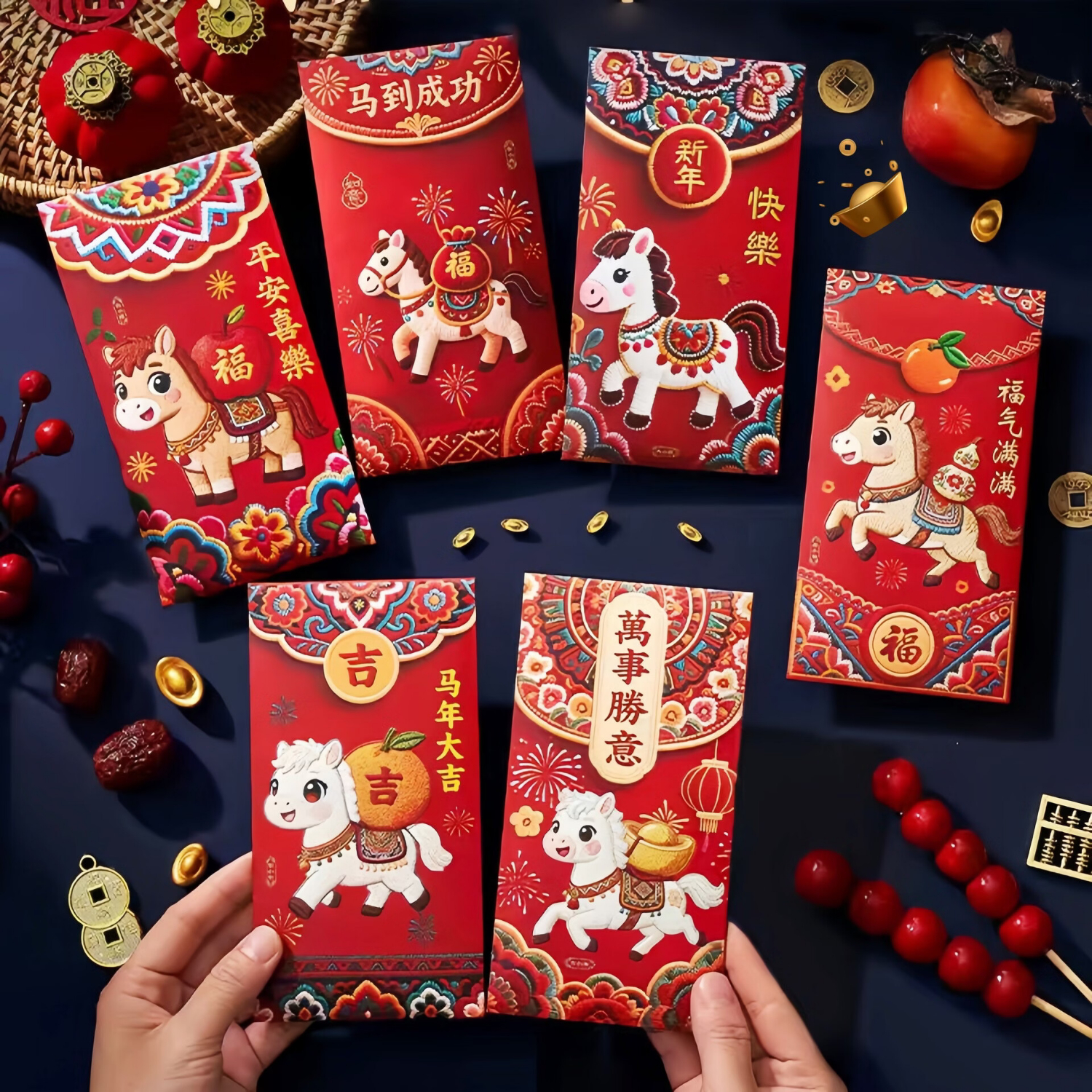 倩挥2026新款立体风马年刺绣创意红包中式创意利是封马年新年红包F 款式随机3包【18个】