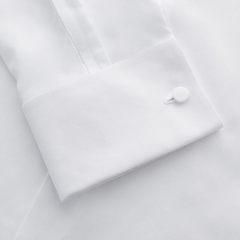 恺米切(CAMICISSIMA)【免烫/抗菌】商务休闲 男长袖衬衫修身纯棉白衬衣5色可选 白色/修身版4PJ01免烫抗菌/半法式领/双卡夫袖 40