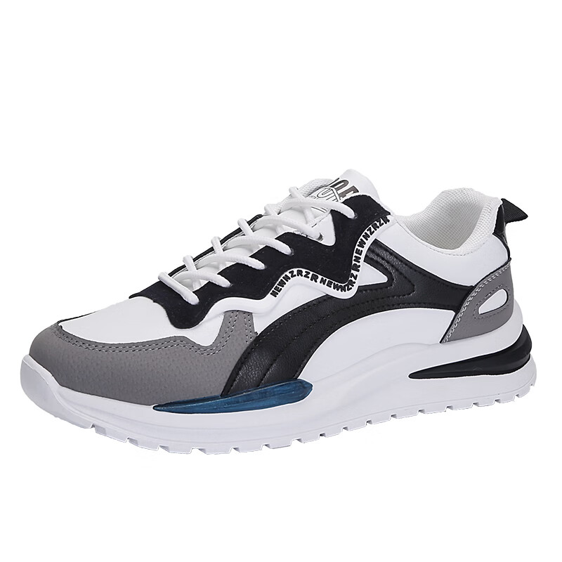 西域骆驼(VANCAMEL)鞋子男鞋2026秋冬季新款软底休闲鞋男士鞋百搭运动增高阿甘鞋 【官方正品 质量保证】白黑配色 42