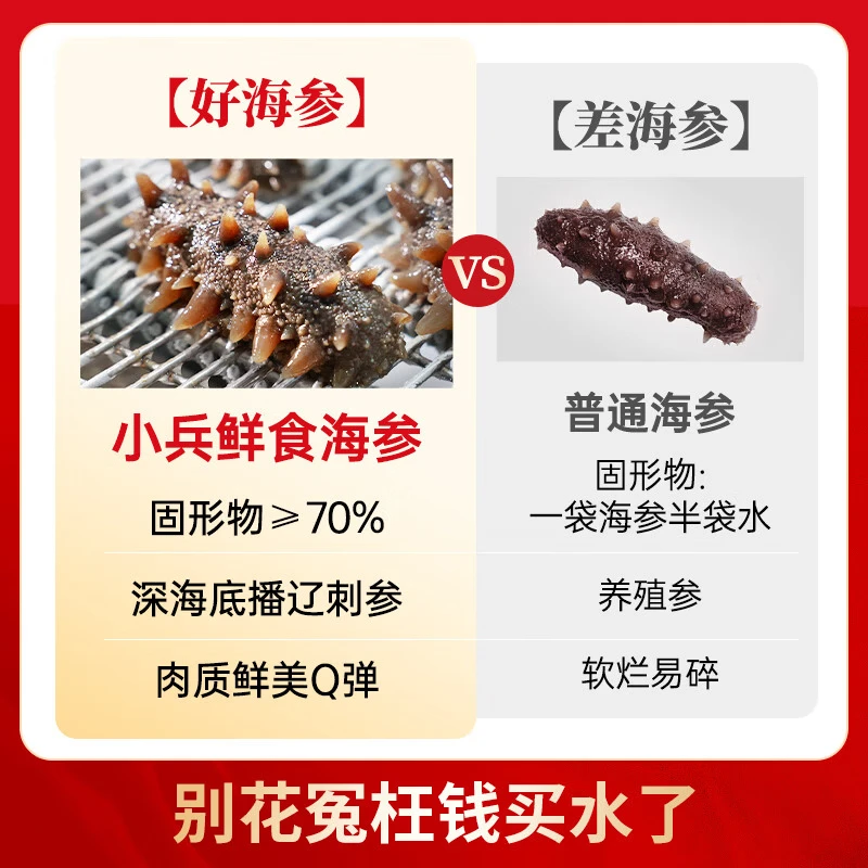 小兵海参【买2盒送1盒】鲜食海参即食海参刺参免泡发独立包装送父母长辈 【买二送一】3盒到手1.5斤