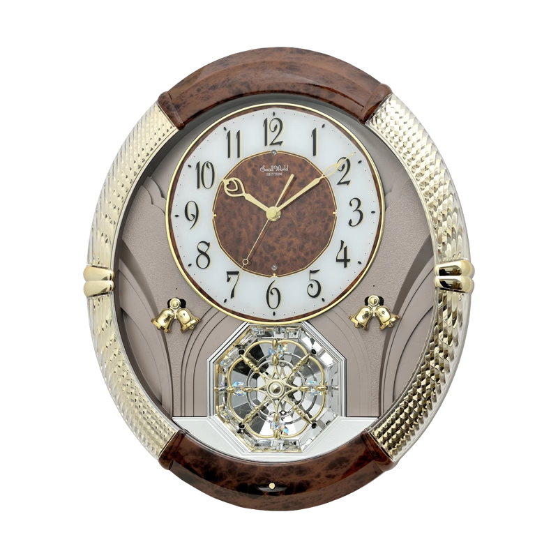 麗聲（RHYTHM）新款客廳家用高級感創(chuàng)意電子掛鐘時鐘掛墻音樂鐘現(xiàn)代簡約掛表壁飾 4MH821WU23