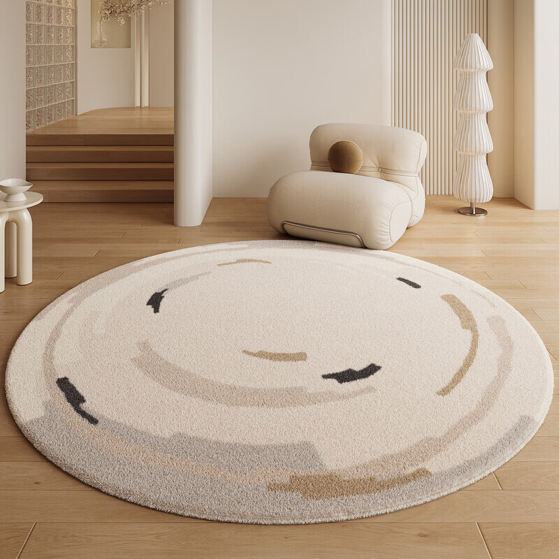 像素圆形地毯卧室客厅2025新款高级感衣帽间地垫奶油风书房沙发椅子垫 花寻集-20049 定制咨询不退不换