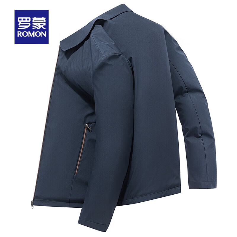 罗蒙轻暖时尚连帽棉服2025秋冬新款中青年加厚保暖防寒外套男爸爸装 藏青 M 170