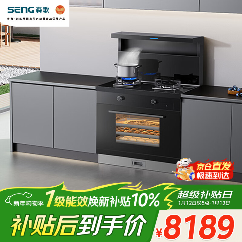 森歌（SENG）D8ZK集成灶 天然气左排烟 蒸烤一体 蒸箱烤箱一体式 厨房灶具家用蒸烤箱燃气灶 