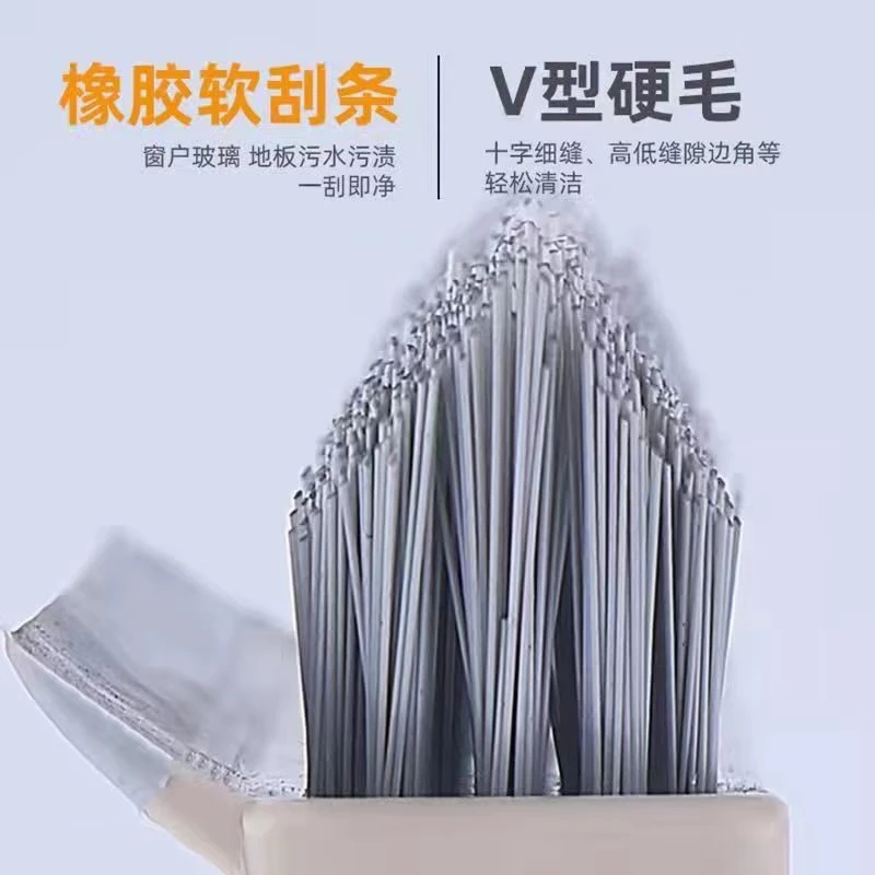 Jepoo卫生间V型地板刷洗地刷浴室刮板刷地缝刷瓷砖长柄硬毛厕所清洁刷 两个装颜色随机