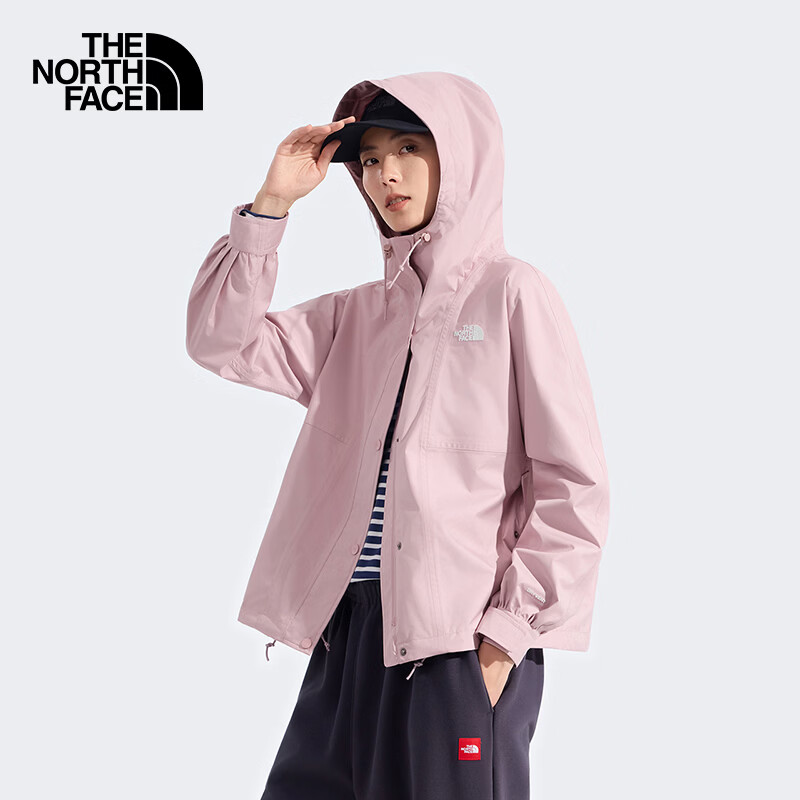 The North Face北面冲锋衣女户外防风防水外套 粉色  S