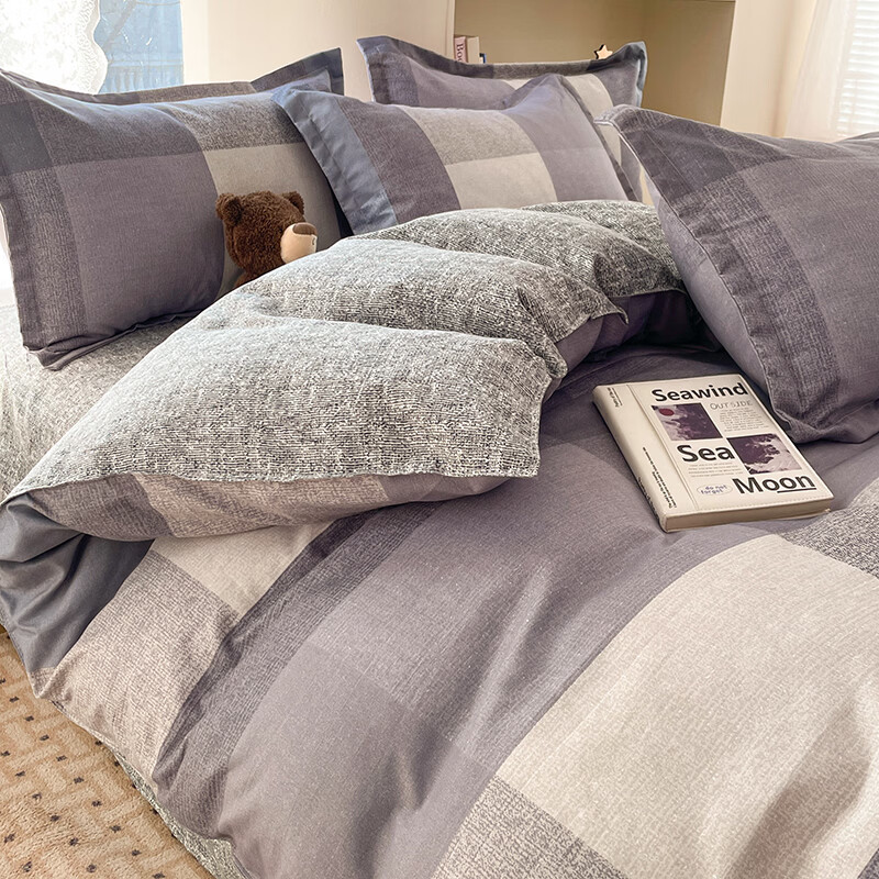 雅鹿小清新碎花四件套活性印花床单被套枕套淑女学生宿舍三件套被罩 文森格 2.0m四件套 床单款 （被套200*230cm）