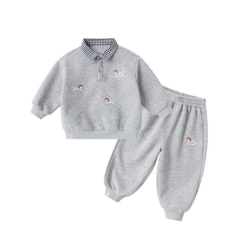 嘟嘟家男童套装卡通洋气新款春装宝宝两件套韩版运动潮女童卫衣卫裤春秋 藏青色 90