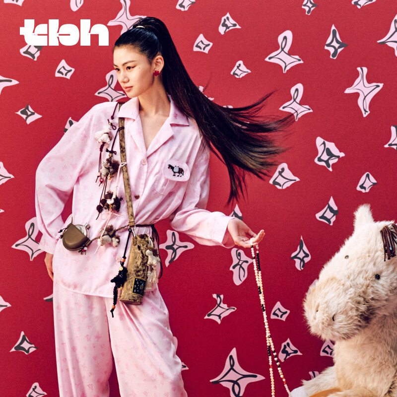 野兽派家居（tbh）马年限定星光缎家居服四季可外穿情侣睡衣女 星光缎家居服套装 马上有桃花 M