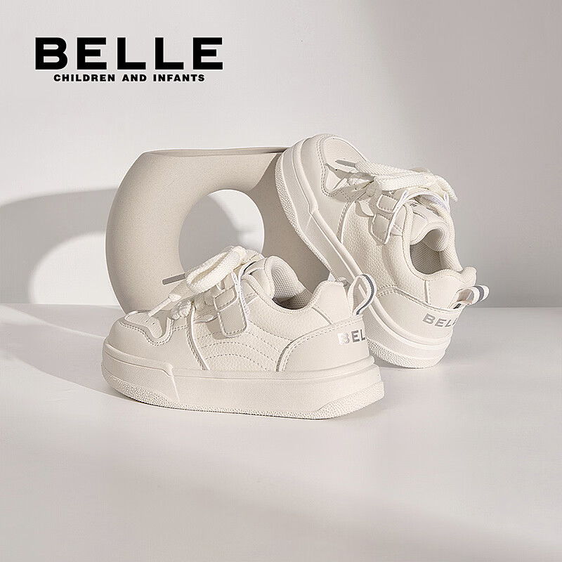 百丽童鞋儿童板鞋校园小白鞋男童26年春秋新款女童鞋子女孩大童运动鞋 白色 36