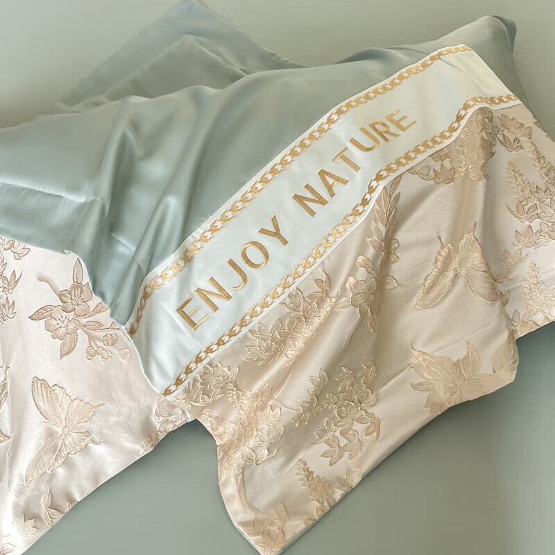 水星家纺四件套长绒棉纯棉亲肤棉浮雕刺绣被套床单床笠款床上用品 盛世年华-繁星蓝 床单款 1.8四件套-被套200x230