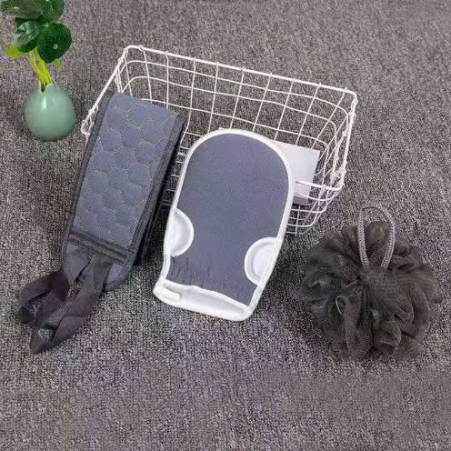 【甄选好物】【搓澡巾套装】强力搓背男士洗澡搓澡巾洗浴家用后背 搓澡巾 绅士灰【拉背条+搓澡巾+浴花】*