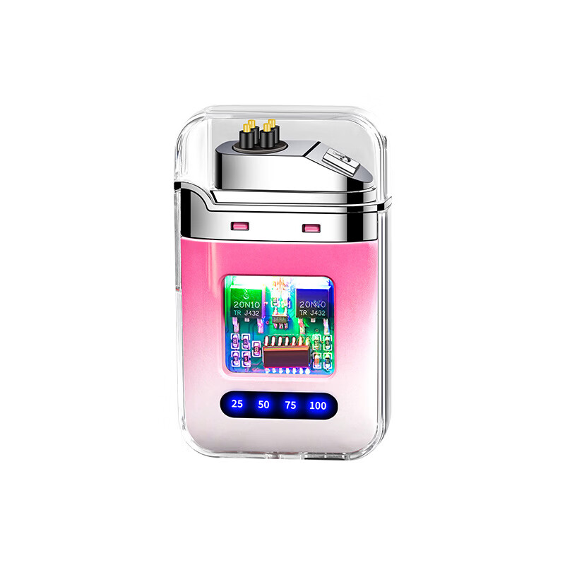 DL胖东来同款创意打火机脉冲电弧充电防风炫酷透明壳渐变色防水电 炫灯黑