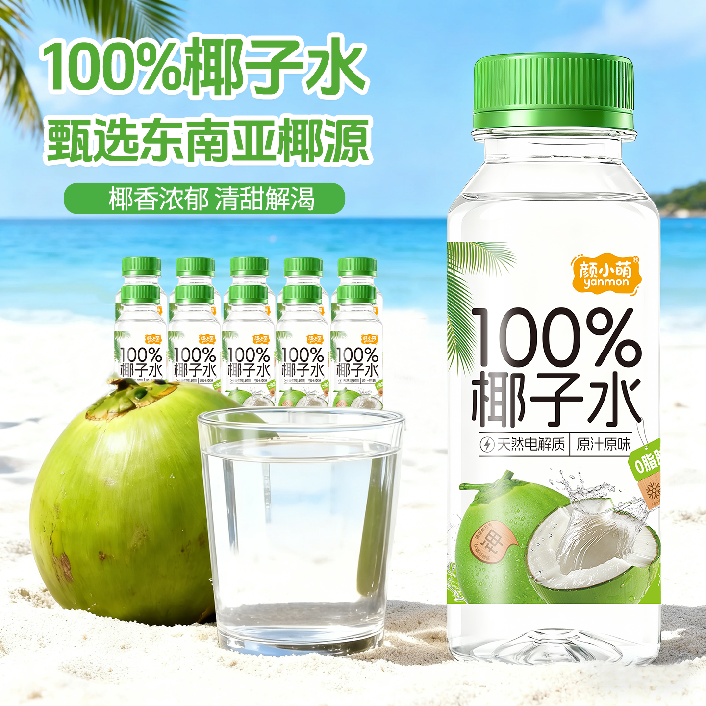 颜小萌椰子水245ml*10瓶学生便携清爽饮品网红高颜值饮料整箱解腻 椰子水245ml*10瓶