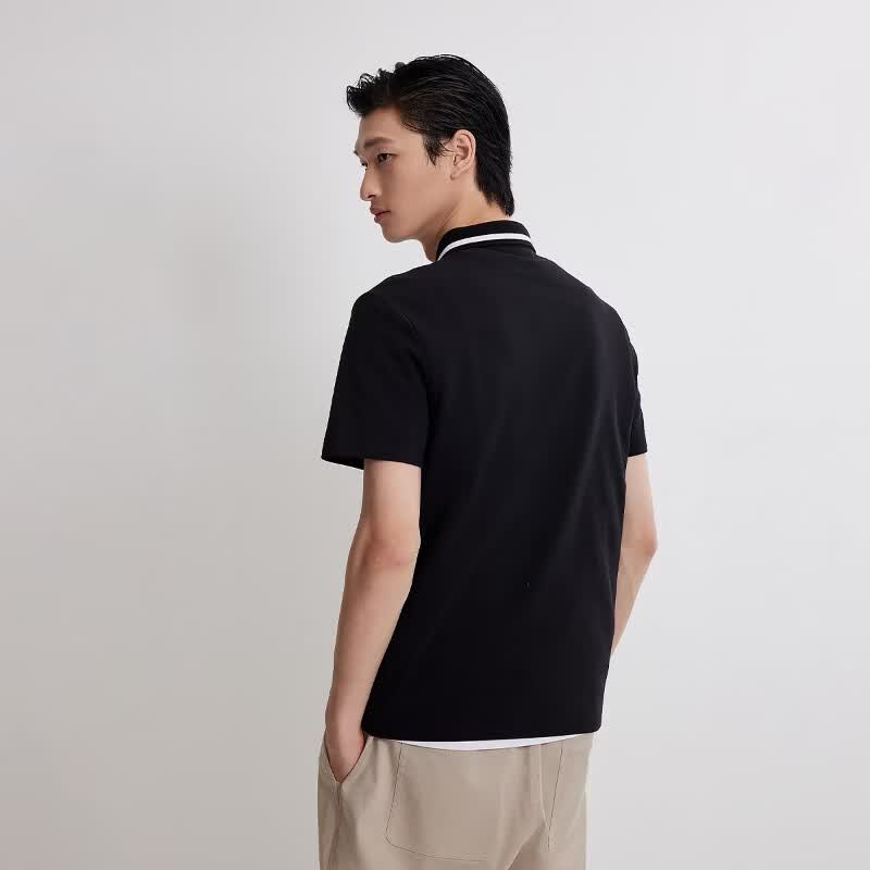 杰克·琼斯(JACK&JONES)男装26年凉感POLO衫男士翻领短袖T恤夏季潮流商务休闲高端半袖 E40黑色 常规 M 175