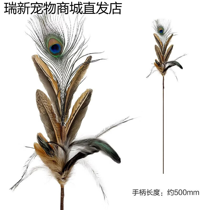 田田貓賽級孔雀鴕鳥毛長桿羽毛鈴鐺逗貓棒幼貓貓玩具貓用品cfa 孔雀毛逗貓棒