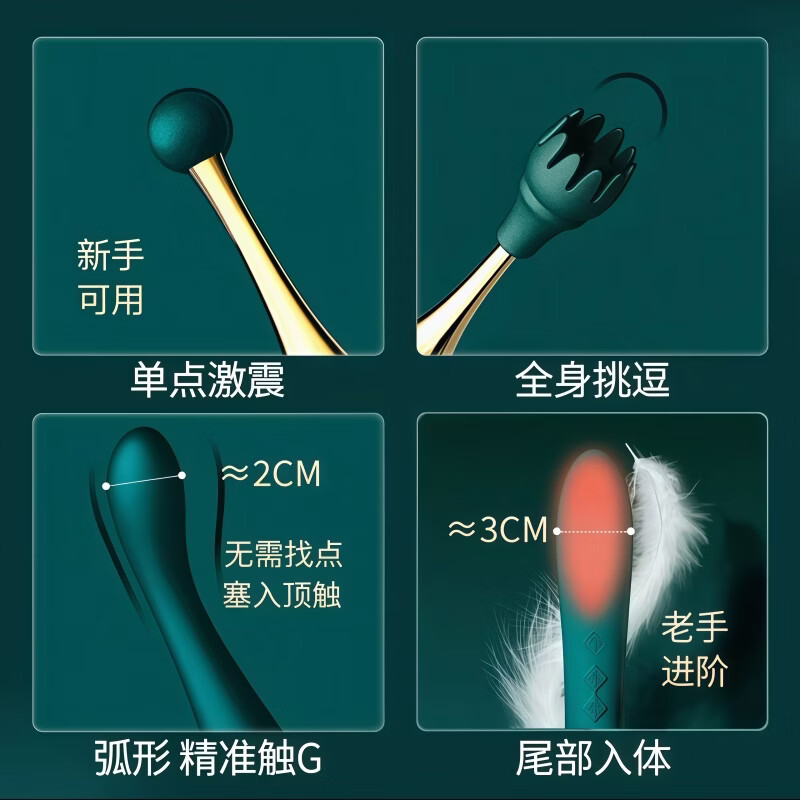 ZALO震动棒女用自慰器成人情趣用品女性女人性玩具电动按摩振动AV棒 【BESS1】孔雀绿+润滑油+隔尿垫