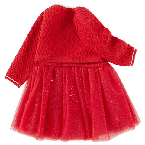 巴拉巴拉童裝寶寶春秋針織衫套裝周歲禮服紗裙喜慶甜美萌趣