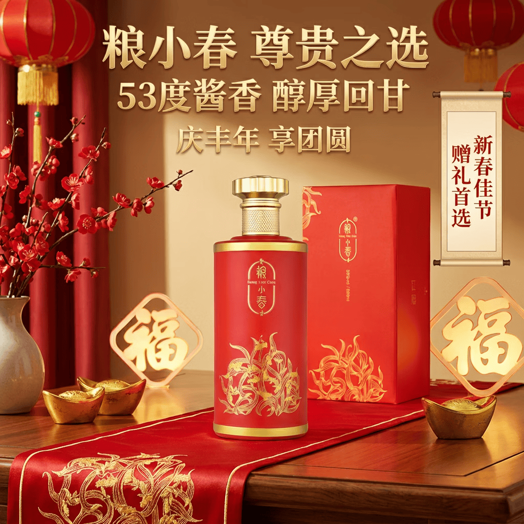 粮小春红隐53度酱香型白酒纯粮酿造酒年货送礼宴请优选 单瓶装 53度 500mL 1瓶