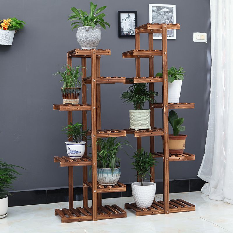 咏幻防腐木花架子阳台室内外多层实木阶梯多功能置物架铁艺花店展示架